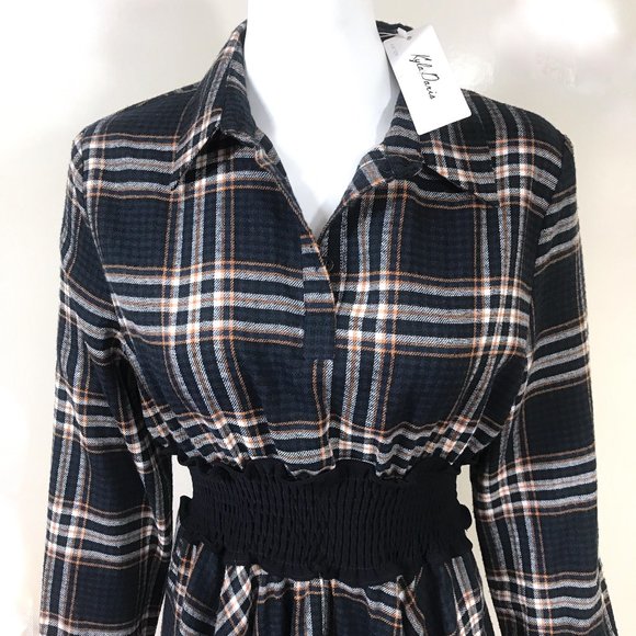 NWT Kayla Paris Smock Waist Plaid Dress - Picture 2 of 12